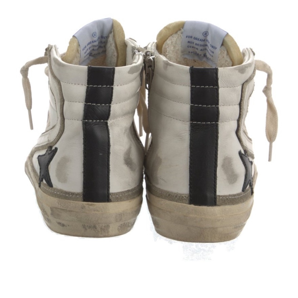 Golden Goose White and Black High-Top Sneakers. Worn only 5 times. Side zippers